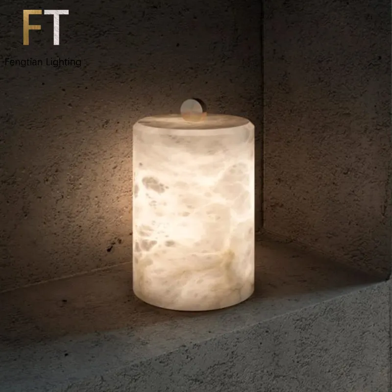 Alabaster Square Table Lamp Modern Design Metal Base Alabaster Lamp   Night Lamp for Living Room Bedroom Home   Hotels