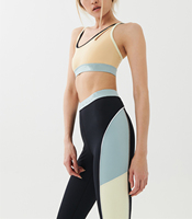 2025 vente en gros mode Patchwork recyclé Sport soutien-gorge personnalisé Yoga soutien-gorge tissu nu dos croix Sport soutien-gorge beurre doux haut court