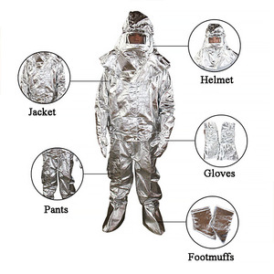 800-1300 Advanced Firefighting Suit Aluminum <strong>Insulated</strong> Firefighter Uniform Silver Waterproof 4000PA EN1486 Certified - Product Image 1