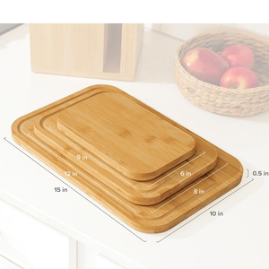 Juego de tablas de cortar de bambú, 3 piezas, rectangulares, multifunción, para queso, verduras, carne, fruta - Product Image 2