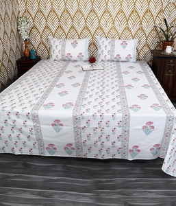 Hand Block Print Floral Cotton Bedsheet Set Jaipur Boho Indian Bedding with Pillowcases Flat <b>Sheet</b> <b>King</b> <b>Size</b> Bedding Set - Product Image 3