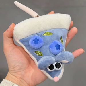 Porte-clés pendentif en peluche mignon en forme <span class=keywords><strong>de</strong></span> pizza et <span class=keywords><strong>de</strong></span> tarte, jouet en polyester, rembourrage en coton PP 19mm, unisexe, pour le commerce transfrontalier - Product Image 2