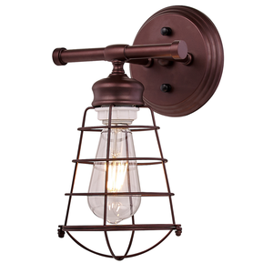 Applique murale industrielle Shinetime à 1 lumière, cage en fil métallique, style rustique de ferme, pour salle de bain, salon, cuisine (bronze) - Product Image 2
