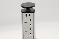 Prix d'usine en aluminium Table élévatrice manuelle Socket Tower Design caché 4 prises CA UK US Plug Standards 16a 13a 15a 10a