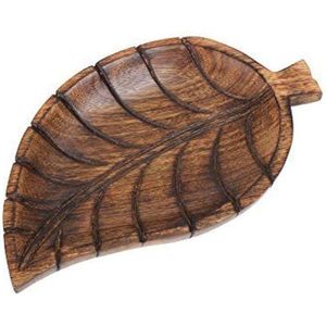 Platos exclusivos de madera en forma de hoja, accesorios de cocina, bandeja para servir alimentos, bandeja de mesa de comedor marrón oscuro para servir aperitivos - Product Image 3