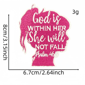 Parches Bordados con Versículos Bíblicos Cristianos en Color <span class=keywords><strong>Rosa</strong></span>, Apliques Religiosos Termoadhesivos, Parches de Fe Sobre el Miedo para Ropa, Bolsos y Decoración - Product Image 4