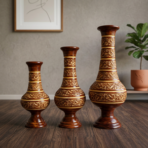 Colección de Macetas de Madera de Mango Natural con 3 Piezas de Maceteros Rústicos de Madera para Decoración de Interiores y Exteriores del Hogar y Jardín - Product Image 1