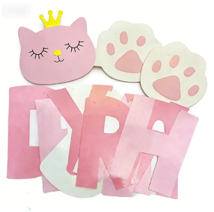 DAMAI - Decoración Colgante para Fiestas Infantiles de Cumpleaños, Gato con Corona, Letras Rosas, Pancarta de Papel Portátil - Product Image 5