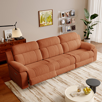 Canapé inclinable électrique 3 places en tissu orange, combinaison zéro mur avec 2 porte-gobelets, mobilier de salon moderne, fournisseur en gros
