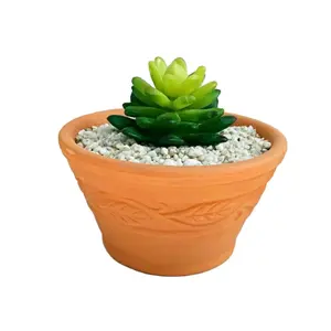 Terracotta Pot 5'' Clay Ceramic Pottery Planter Cactus Flower Pots Succulent Pot Drainage Hole Hand painted