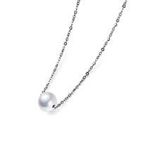 Bijoux classiques pour femmes 925 en argent Sterling simple 6mm/ 8mm perle blanche collier ras du cou rond