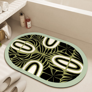 Tapis <span class=keywords><strong>de</strong></span> bain imprimé d'art botanique abstrait - Encre en caoutchouc absorbante, inodore, antidérapante et résistante à <span class=keywords><strong>la</strong></span> décoloration pour <span class=keywords><strong>la</strong></span> décoration <span class=keywords><strong>de</strong></span> <span class=keywords><strong>la</strong></span> maison - Product Image 3