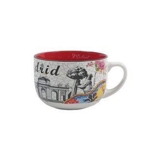 Taza de Sopa/Leche de Cerámica con Estampado Gráfico de <span class=keywords><strong>Madrid</strong></span>, Estilo Simple, Gran Capacidad, Apta para Lavavajillas y Microondas, para Oficina, Desayuno, Profesional - Product Image 5