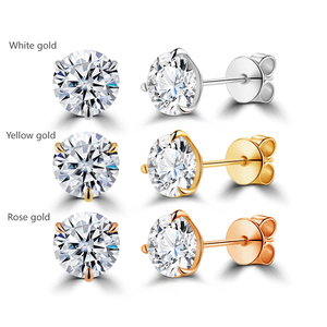 Starsgem Diamant orecchino Push Back bottone Earbob 3 artiglio Martini 10K 14K 0,5ct orecchini di diamanti coltivati da laboratorio 1ct - Product Image 2