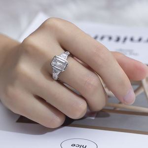 Bague en platine, émeraude et diamant Messi Jewelry MSR-1406 pour femme - Product Image 6