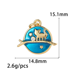Colgante Espacial Planetario HD270 con Esmalte, Latón con Baño <span class=keywords><strong>de</strong></span> Oro PVD <span class=keywords><strong>de</strong></span> 14K, Amuleto con Símbolo Musical <span class=keywords><strong>de</strong></span> Gato, Ideal para la Creación <span class=keywords><strong>de</strong></span> Joyería y Collares DIY - Product Image 6