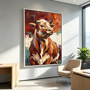 <span class=keywords><strong>Peinture</strong></span> à l'huile à texture épaisse Impasto, cadre blanc, décoration pour bureau, hôtel, café, <span class=keywords><strong>peinture</strong></span> sur toile animale inspirante - Product Image 2