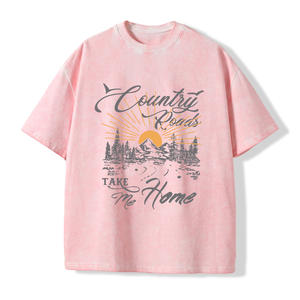 T-shirt graphique pour homme 'Country Roads Take Me Home' en coton 100% écologique, délavé à l'acide, surdimensionné, vintage, à manches courtes - Product Image 4