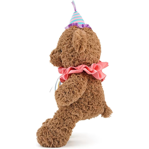 Exquisitos muñecos de oso con bufanda y sombrero de cumpleaños para niños de más de 36 meses, arandela de bloqueo de 11,8 pulgadas, ojos, oso de peluche pequeño marrón - Product Image 3