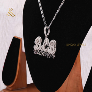 Colgante Moderno Personalizado de Moissanita 3.96 TCW, Plata de Ley, Joyería de Lujo Inspirada en el Hip Hop para Unisex - Product Image 4