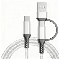 Cable de Carga y Datos USB 2 en 1 Multiusos Tipo-C/USB-A de 6FT/3FT, Carga Rápida 3A, Aleación de Cobre y Aluminio Puro para Computadora