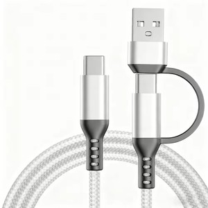 Câble de charge et de données USB multifonction 2-en-1, 6FT 3FT Type C vers Type-C USB-A, câble de charge pour téléphone portable en nylon tressé - Product Image 6
