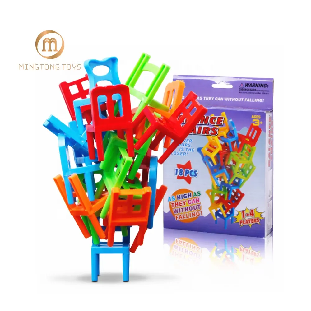 Çocuklar eğitim denge sandalye oyunu koordinasyon yığını yapı taşı dışkı şekli seti küçük plastik istifleme oyuncaklar