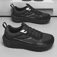 Baskets rétro épaisses à lacets pour hommes avec logo personnalisé, couleur unie, chaussures de marche décontractées respirantes pour l'extérieur, OEM ODM Marque Privée