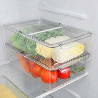 Boîte de rangement pliable pour réfrigérateur en PET avec couvercle ouvrant, organisateur de conservation des aliments frais pour fruits, légumes et nourriture en cuisine