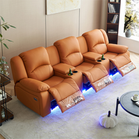 Ensemble de canapés en cuir rectangulaires contemporains, fauteuil inclinable massant 8 points, table pliante, canapé modulaire pour appartement et hôtel