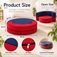 Pouf confortable et douillet pliable en tissu color block avec housse zippée, chaise de sol, canapé-lit