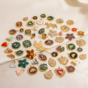 จี้เครื่องประดับสแตนเลส รูปทรงต่างๆ ชุบเคลือบ สำหรับทำสร้อยคอ อุปกรณ์ DIY ขนาดกลาง - Product Image 2