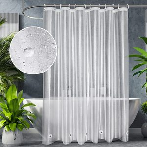Rideau de Douche Moderne Transparent 72x72 Pouces en PEVA Givré Imperméable et Opaque avec 12 Œillets et Crochets Antirouille - Product Image 4