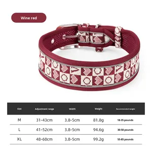 신제품 도매 클래식 스타일 반사형 개 목걸이, 중대형견용 야외용 반려동물 목걸이, 통기성 및 조절 가능 - Product Image 6