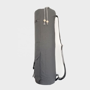 オーガニックコットンヨガマットバッグ高品質2つの収納ポケット調節可能なショルダーストラップジムバッグ旅行ヨガバッグカスタムロゴ - Product Image 2