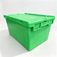 Caisse en plastique empilable et emboîtable avec couvercle à charnière, vide, pour un transport économique, bac de manutention