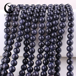 Zhe Ying 6/8/10mm pas cher bleu sable pierre perles rondes Bracelet perles de pierre pour la fabrication de bijoux bleu bleu sable perles de pierre - Product Image 3