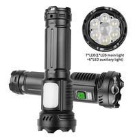 Lampe torche LED rechargeable USB-C personnalisable avec lumière latérale et affichage de la batterie, portable pour le camping, la maison et les urgences