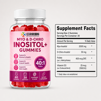 Gummies d'Inositol 1000mg, rapport 40:1, saveur fraise, complément alimentaire, 60 gummies, 30 portions