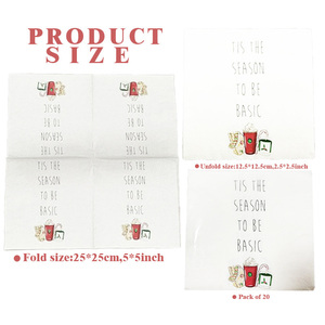 Serviettes en papier jetables écologiques, blanches, modernes, carrées, avec motif alphabet, 20 pièces, pour fêtes et usage domestique - Product Image 2