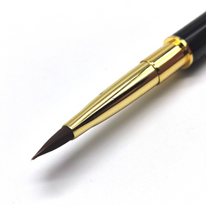Personalizado <span class=keywords><strong>2</strong></span> en 1 metal ovalado constructor manicura gel DAP cepillo y espátula tamaño 14 buen oro negro cepillo de uñas de gel de polietileno de doble punta - Product Image 4