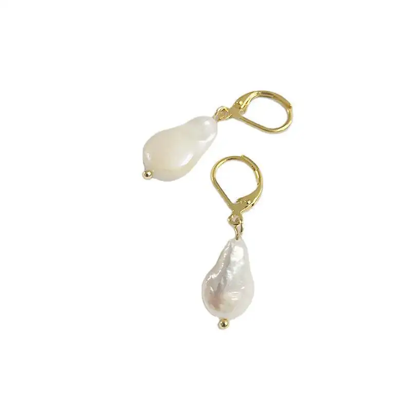 Single Pearl Drop Dangle Ohrringe 18 Karat vergoldet Edelstahl Creolen Echte natürliche Barock Süßwasser Perlen Ohrringe Frauen