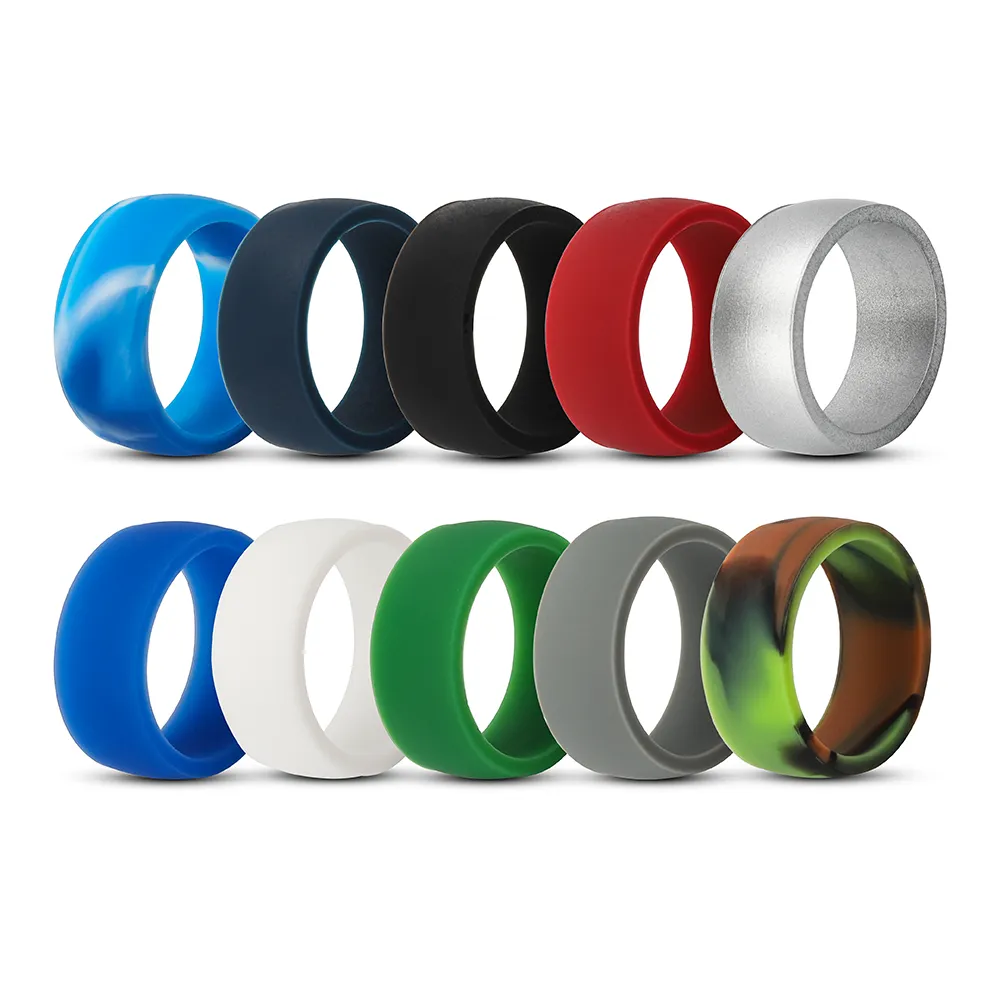 Transparent複数色ゴムoリングSilicone Custom MenのSilicone Ring Set Size 8.7ミリメートルSoft Wedding Band Ring