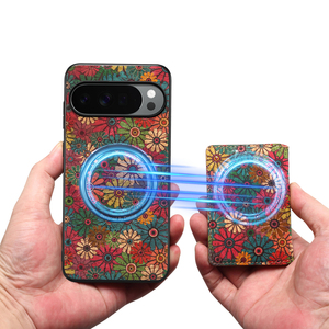 โรงงาน OEM/ODM รับผลิตเคสโทรศัพท์กันกระแทกแบบมีขาตั้งพร้อมที่ชาร์จไร้สายแม่เหล็ก ลายดอกไม้ วัสดุไม้ก๊อก สำหรับ Google Series - Product Image 4