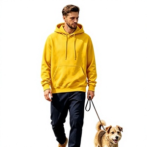 <b>Men's</b> <b>Yellow</b> <b>Hoodie</b> Pullover Sweatshirt Kangaroo Pocket Drawstring Casual Solid Top Polyester/Cotton Waterproof Windproof Loose - Product Image 4