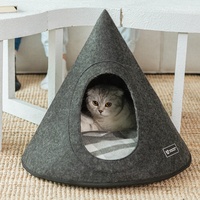 LS peppy friends-lit en feutre de haute qualité pour animaux de compagnie, maison pour chat, grotte pour chat avec fermeture éclair, oreiller à carreaux amovible, facile à livrer