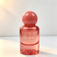 Flacon de parfum en verre de luxe de 30 ml avec pulvérisateur à pompe, impression sérigraphique, fond épais et capuchon rond brillant