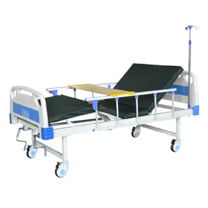 Demir çelik tıbbi hastane kliniği yatak 2 krank, 2 fonksiyon ayarlanabilir manuel basit hastane yatağı fiyat düşük, hasta hasta yatağı