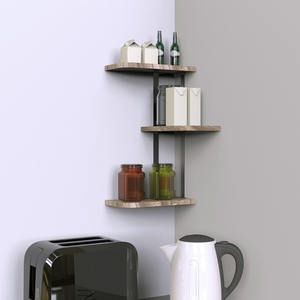<strong>Corner</strong> Shelf Wall Mounted: 3 Tier <strong>Rustic</strong> Floating Shelf Wood Wall <strong>Shelving</strong> Units for Kitchen Living Room Bathroom13x25.9x43.7CM - Product Image 5
