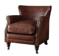 Fauteuil d'appoint en cuir de luxe vintage, style aviateur, design industriel rétro pour salon, chambre, hôtel, salle à manger, villa, loft